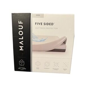Malouf Five Sided Queen Mattress Protector Waterproof Hypoallergenic Deep Pocket